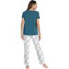 imageWiWi Viscose from Bamboo Pajama Sets for Women Soft Pjs Loungewear Short Sleeve Top with Pants Sleepwear Pajamas SXXLAwhiteGreen Dots