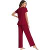imageWiWi Viscose from Bamboo Pajama Sets for Women Soft Pjs Loungewear Short Sleeve Top with Pants Sleepwear Pajamas SXXLAwine Red
