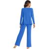 imageWiWi Viscose from Bamboo Pajama Sets for Women Soft Pjs Loungewear Short Sleeve Top with Pants Sleepwear Pajamas SXXLBbright Blue
