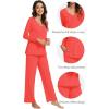 imageWiWi Viscose from Bamboo Pajama Sets for Women Soft Pjs Loungewear Short Sleeve Top with Pants Sleepwear Pajamas SXXLBcoral