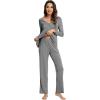 imageWiWi Viscose from Bamboo Pajama Sets for Women Soft Pjs Loungewear Short Sleeve Top with Pants Sleepwear Pajamas SXXLBdark Heather Grey