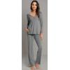 imageWiWi Viscose from Bamboo Pajama Sets for Women Soft Pjs Loungewear Short Sleeve Top with Pants Sleepwear Pajamas SXXLBdark Heather Grey