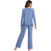 imageWiWi Viscose from Bamboo Pajama Sets for Women Soft Pjs Loungewear Short Sleeve Top with Pants Sleepwear Pajamas SXXLBfog Blue