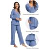 imageWiWi Viscose from Bamboo Pajama Sets for Women Soft Pjs Loungewear Short Sleeve Top with Pants Sleepwear Pajamas SXXLBfog Blue