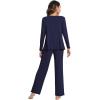 imageWiWi Viscose from Bamboo Pajama Sets for Women Soft Pjs Loungewear Short Sleeve Top with Pants Sleepwear Pajamas SXXLBnavy