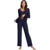 imageWiWi Viscose from Bamboo Pajama Sets for Women Soft Pjs Loungewear Short Sleeve Top with Pants Sleepwear Pajamas SXXLBnavy