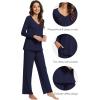 imageWiWi Viscose from Bamboo Pajama Sets for Women Soft Pjs Loungewear Short Sleeve Top with Pants Sleepwear Pajamas SXXLBnavy