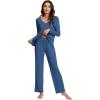 imageWiWi Viscose from Bamboo Pajama Sets for Women Soft Pjs Loungewear Short Sleeve Top with Pants Sleepwear Pajamas SXXLBprussian Blue