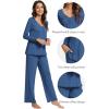 imageWiWi Viscose from Bamboo Pajama Sets for Women Soft Pjs Loungewear Short Sleeve Top with Pants Sleepwear Pajamas SXXLBprussian Blue
