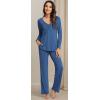 imageWiWi Viscose from Bamboo Pajama Sets for Women Soft Pjs Loungewear Short Sleeve Top with Pants Sleepwear Pajamas SXXLBprussian Blue