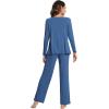 imageWiWi Viscose from Bamboo Pajama Sets for Women Soft Pjs Loungewear Short Sleeve Top with Pants Sleepwear Pajamas SXXLBprussian Blue