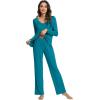 imageWiWi Viscose from Bamboo Pajama Sets for Women Soft Pjs Loungewear Short Sleeve Top with Pants Sleepwear Pajamas SXXLBteal Blue