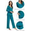 imageWiWi Viscose from Bamboo Pajama Sets for Women Soft Pjs Loungewear Short Sleeve Top with Pants Sleepwear Pajamas SXXLBteal Blue