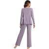imageWiWi Viscose from Bamboo Pajama Sets for Women Soft Pjs Loungewear Short Sleeve Top with Pants Sleepwear Pajamas SXXLBviolet