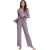 imageWiWi Viscose from Bamboo Pajama Sets for Women Soft Pjs Loungewear Short Sleeve Top with Pants Sleepwear Pajamas SXXLBviolet