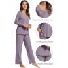 imageWiWi Viscose from Bamboo Pajama Sets for Women Soft Pjs Loungewear Short Sleeve Top with Pants Sleepwear Pajamas SXXLBviolet