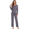 imageWiWi Viscose from Bamboo Pajama Sets for Women Soft Pjs Loungewear Short Sleeve Top with Pants Sleepwear Pajamas SXXLCdark Grey