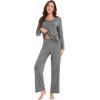imageWiWi Viscose from Bamboo Pajama Sets for Women Soft Pjs Loungewear Short Sleeve Top with Pants Sleepwear Pajamas SXXLCdark Heather Grey
