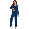imageWiWi Viscose from Bamboo Pajama Sets for Women Soft Pjs Loungewear Short Sleeve Top with Pants Sleepwear Pajamas SXXLCink Blue