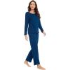 imageWiWi Viscose from Bamboo Pajama Sets for Women Soft Pjs Loungewear Short Sleeve Top with Pants Sleepwear Pajamas SXXLCink Blue