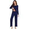 imageWiWi Viscose from Bamboo Pajama Sets for Women Soft Pjs Loungewear Short Sleeve Top with Pants Sleepwear Pajamas SXXLCnavy