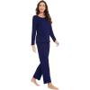 imageWiWi Viscose from Bamboo Pajama Sets for Women Soft Pjs Loungewear Short Sleeve Top with Pants Sleepwear Pajamas SXXLCnavy