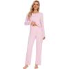 imageWiWi Viscose from Bamboo Pajama Sets for Women Soft Pjs Loungewear Short Sleeve Top with Pants Sleepwear Pajamas SXXLCpink