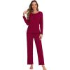 imageWiWi Viscose from Bamboo Pajama Sets for Women Soft Pjs Loungewear Short Sleeve Top with Pants Sleepwear Pajamas SXXLCwine