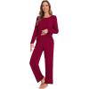 imageWiWi Viscose from Bamboo Pajama Sets for Women Soft Pjs Loungewear Short Sleeve Top with Pants Sleepwear Pajamas SXXLCwine