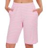 imageWiWi Viscose from Bamboo Soft Sleep Shorts for Women Pajama Bottoms Lounge Plus Size Lightweight Short Pants S3XPink White Stripe