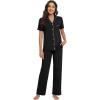 imageWiWi Bamboo Viscose Pajamas Set for Women Soft Button Down Sleepwear Pj Lightweight Lounge Sets Loungewear SXXLBblack