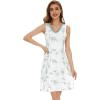 imageWiWi Nightgown for Women Cooling Sleeveless Sleepwear V Neck Sleep Shirt Plus Size Tank Pajamas Dress S4XA Leaf