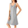 imageWiWi Nightgown for Women Cooling Sleeveless Sleepwear V Neck Sleep Shirt Plus Size Tank Pajamas Dress S4XCheather Grey