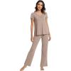 imageWiWi Viscose from Bamboo Pajama Sets for Women Soft Pjs Loungewear Short Sleeve Top with Pants Sleepwear Pajamas SXXLAcamel