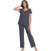 imageWiWi Viscose from Bamboo Pajama Sets for Women Soft Pjs Loungewear Short Sleeve Top with Pants Sleepwear Pajamas SXXLAcharcoal