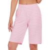 imageWiWi Viscose from Bamboo Soft Sleep Shorts for Women Pajama Bottoms Lounge Plus Size Lightweight Short Pants S3XPink White Stripe