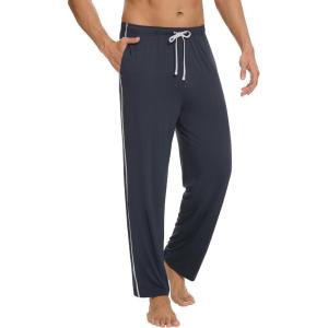 imageWiWi Mens Pajama Pants  Viscose from Bamboo Soft Sleep Pants Comfy Drawstring Lounge Bottom with Pockets Sweatpants SXXLMidnight Blue