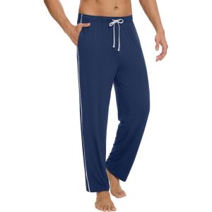 imageWiWi Mens Pajama Pants  Viscose from Bamboo Soft Sleep Pants Comfy Drawstring Lounge Bottom with Pockets Sweatpants SXXLNautical Blue