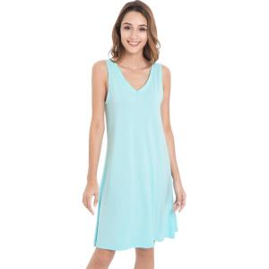imageWiWi Nightgown for Women Cooling Sleeveless Sleepwear V Neck Sleep Shirt Plus Size Tank Pajamas Dress S4XAaqua