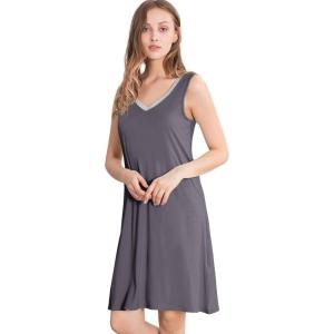 imageWiWi Nightgown for Women Cooling Sleeveless Sleepwear V Neck Sleep Shirt Plus Size Tank Pajamas Dress S4XAdark Grey