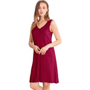 imageWiWi Nightgown for Women Cooling Sleeveless Sleepwear V Neck Sleep Shirt Plus Size Tank Pajamas Dress S4XAwine