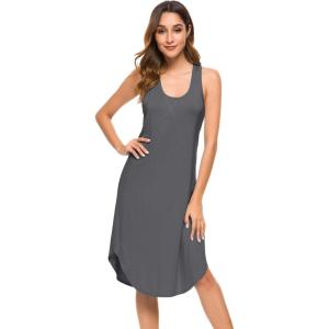 imageWiWi Soft Nightgowns for Women Sleeveless Racerback Nightgown Plus Size Pajamas Sleepshirts S4XAiron Grey