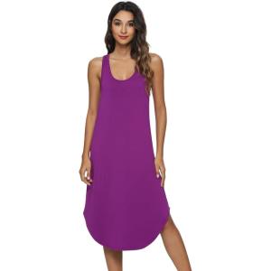 imageWiWi Soft Nightgowns for Women Sleeveless Racerback Nightgown Plus Size Pajamas Sleepshirts S4XApurple