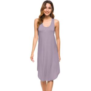 imageWiWi Soft Nightgowns for Women Sleeveless Racerback Nightgown Plus Size Pajamas Sleepshirts S4XAviolet