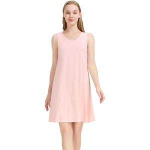 imageWiWi Soft Nightgowns for Women Sleeveless Racerback Nightgown Plus Size Pajamas Sleepshirts S4XCcream Pink