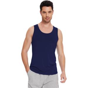 imageWiWi Viscose from Bamboo Mens Tank TShirt Soft Crewneck Undershirts Moisture Wicking Sleeveless Tanks Undershirt SXXLNavy