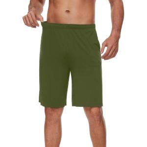 imageWiWi Viscose from Bamboo Pajama Short for Men Soft Knit Sleep Bottoms Summer Lounge Short Pants Cool Loungewear SXXLAarmy Green
