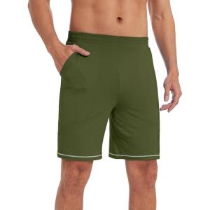 imageWiWi Viscose from Bamboo Pajama Short for Men Soft Knit Sleep Bottoms Summer Lounge Short Pants Cool Loungewear SXXLBarmy Green