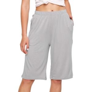 imageWiWi Viscose from Bamboo Soft Sleep Shorts for Women Pajama Bottoms Lounge Plus Size Lightweight Short Pants S3XLight Grey