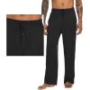 imageWiWi Mens Pajama Pants Soft Lounge Bottoms Sweatpants Button Fly Sleep Pjs Pant with Pockets Viscose from Bamboo SXXLBlack